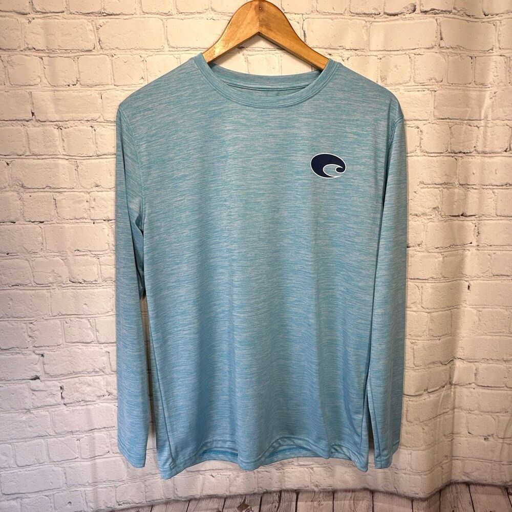 Costa Technical Crew Long Sleeve Performance Shirt size Small Blue Swordfish